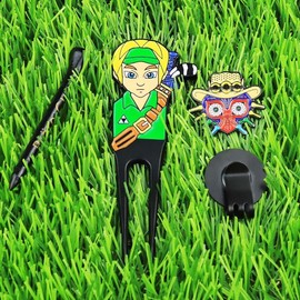 The Mujen Golf Ball Marker, Golf Alignment Ball Marker for Putting, Golf Divot Tool, Golf Training Aid Golf Accessories with Hat Clip, Cleaner, Club Holder, Golf Gift (Green)