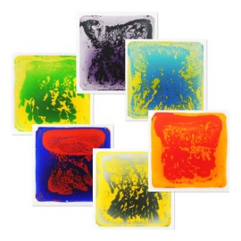 Art3d Liquid Sensory Floor Activity Tiles, 11.8"x11.8" Square, Multicolor, 6 Tiles