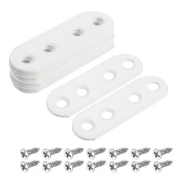 uxcell 20Pcs Flat Straight Brackets, 55x5mm Iron Brace Plate with Screws for Wood Furniture Mending Repairing, White