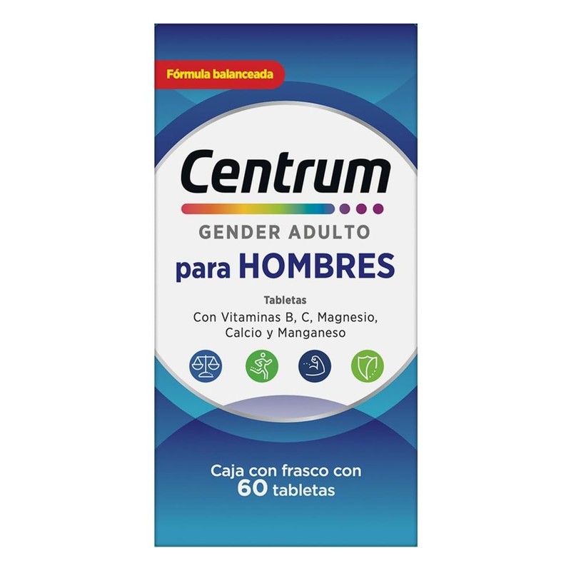 Centrum Multivitaminico Gender Adulto Hombre com Magnesio, Vitamina C, Calcio