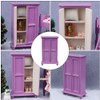 Healifty Dollhouse Cabinet Wooden Mini Purple Wardrobe Dollhouse Furniture Miniature