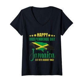 Womens Happy Independence Day Jamaica 1962 Proud Jamaican V-Neck T-Shirt
