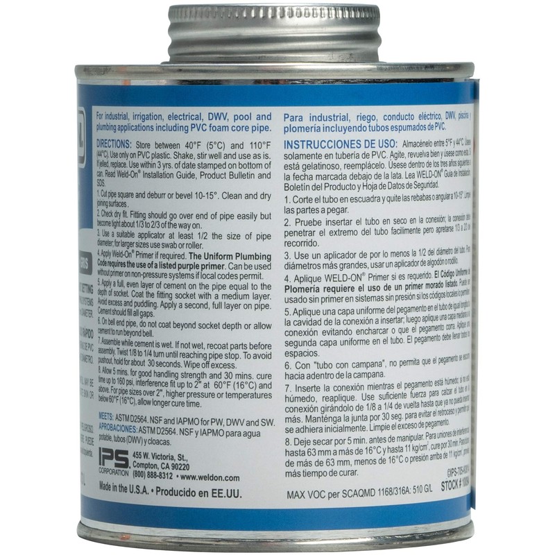 Weld-On 10094 705 Industrial Grade PVC Medium-Bodied High Strength Solvent