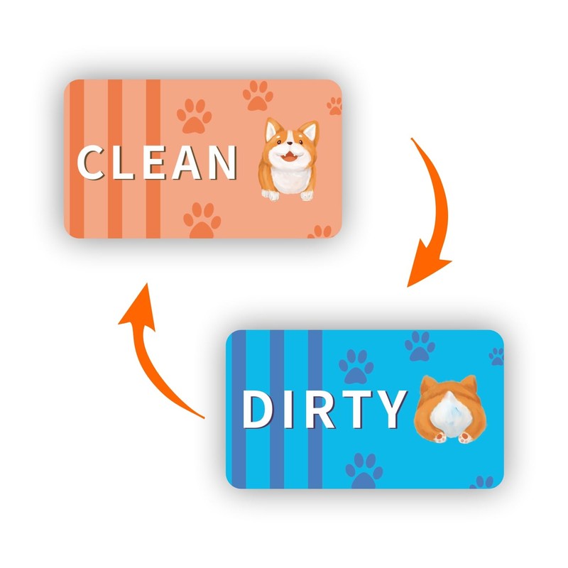 2Pcs Dishwasher Magnet Funny Corgi Dog Butt Clean Dirty Sign