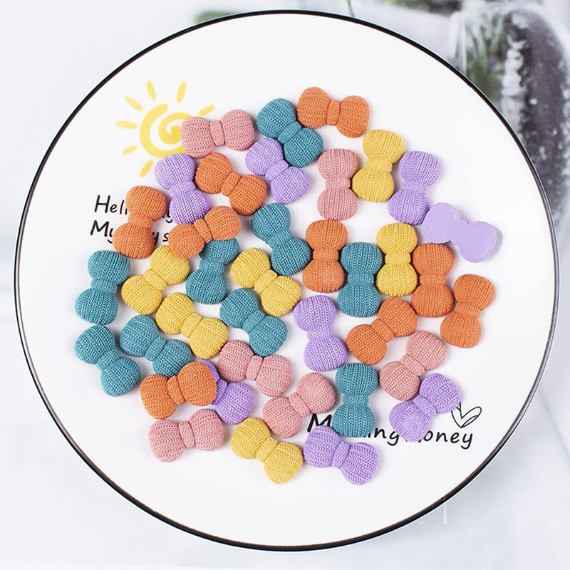 100 Pieces Small Heart Star Flower Bowtie Round Shaped Plastic