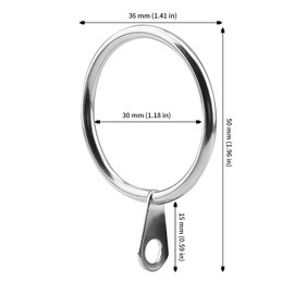 JAPCHET 50 Pack 30mm Silver Metal Curtain Rings, Curtain Pole Rings for Curtain Rods, Shower Curtains, Drapery
