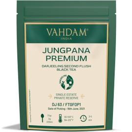 VAHDAM, Jungpana Premium Darjeeling Second Flush Black Tea 2024 | 3.53oz/100g, 100% Pure, Unblended & Freshly Hand-picked Loose-Leaf Tea | Fresh Summer Harvest | Brews 50+ cups