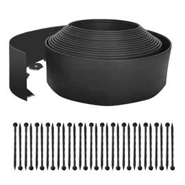 Landscape Edging Border 33 FT with 30 Spikes, No Dig Garden Edging Lawn Border [Extra Tall 4IN High], Flexible Lawn Edging for Landscaping Flower Beds Yard Pathway (Black)