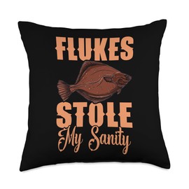 Fluke Fishing Accessories for Men Fluke Fisher Fishing Rod and Reel Combo Fluke Fisherman Fisher Throw Pillow, 18x18, Multicolor