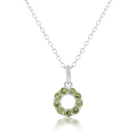 925 Sterling Silver Round Necklace with Peridot Birthstone Pendant, Jewellery for Girls and Women, 18 Gemstone, No Gemstone, Gemstone, No Gemstone