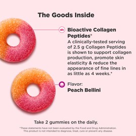 OLLY Collagen Gummy Rings, Supports Skin Elasticity and Firmness, 2.5g Collagen, Clinically-Tested, Peach, 15 Day Supply - 30 Count