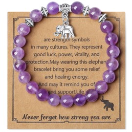 XIANNVXI Amethyst Bracelet Purple Elephant Bracelet Purple Bracelet Elephant Gifts for Women Amethyst Crystal Bracelets for Women Good Luck Bracelet Jewellery Get Well Soon Gifts