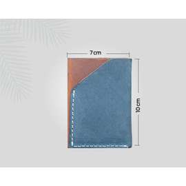 Edozos Handmade Leather Credit Card Holder Wallet for Men Women, Crazyhorse Leather Minimalist Cardholder ID Bank Card Case Purse (Blue Rust)