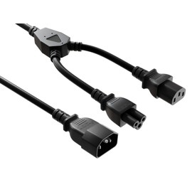 CableLeader 120 inches (10ft) IEC-320 C14 to C13 & C5 Power Extension Cord Y-Splitter Cable 18AWG 2.5A/250V SJT, Black