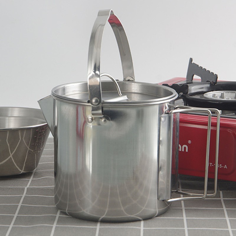 1.2L Stainless Steel Camping Kettle Portable Teapot Coffee Pot Outdoor