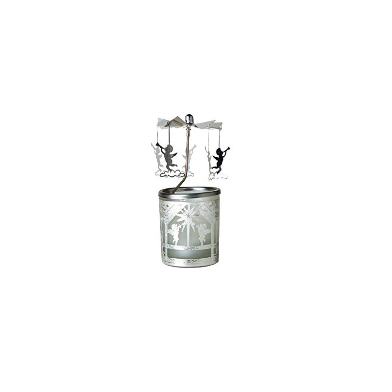 Kerzenfarm Angels Rotary Carousel for Tealights, Metal and Glass, 16.5cm