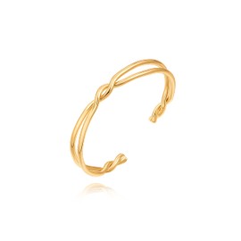 PEARLADA 18k Gold Love Knot Bracelet, Infinity Twist Wire Open Bangle, Dainty Trendy Adjustable Cuff Jewelry