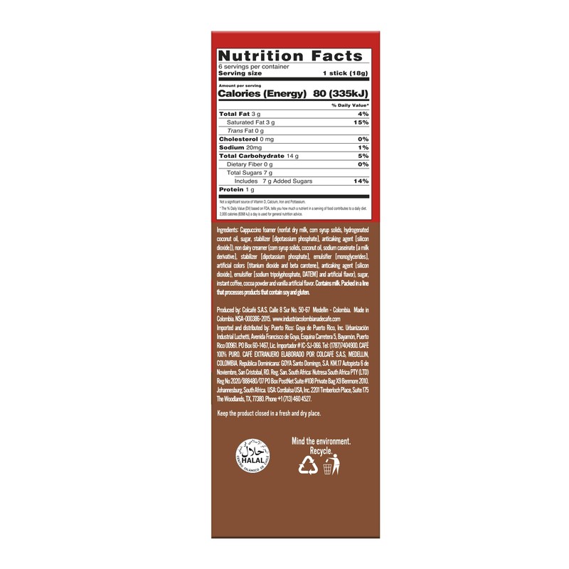 Colcafe Instant Mocca Cappuccino, 6 sticks per pack, Pack of