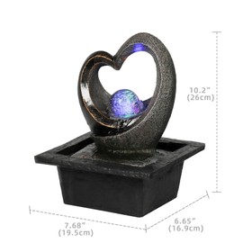 Ferrisland Tabletop Rock - Stacked Waterfall Fountain with LED - Lit Crystal Ball, Ideal for Office & Home Decor(Brown Gray)