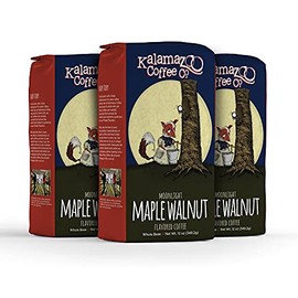 KALAMAZOO COFFEE COMPANY Maple Walnut Whole Bean Coffee - Moonlight Maple Walnut Flavored Coffee | 12oz Bag (3 Pack)
