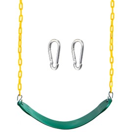 TURFEE Heavy Duty Swing Seat Green Color with 66” Chain, Swing Set Accessories Replacement with Snap Hooks for Kids Outdoor Play Playground
