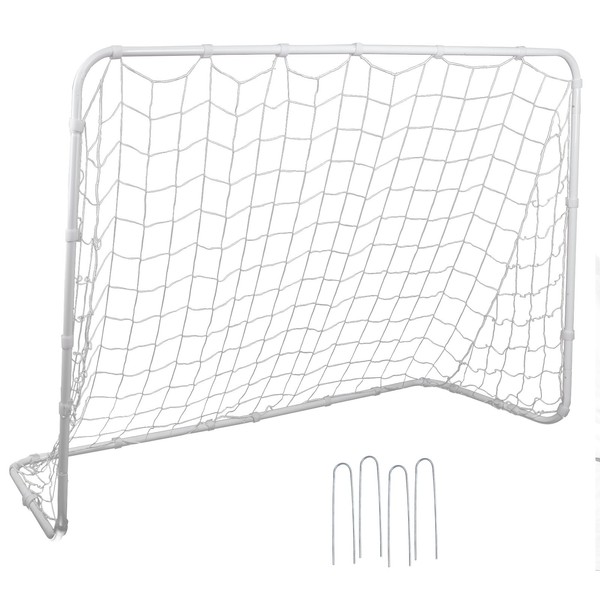 F2C 6' x 4' Soccer Goal with Target All Weather Net and Steel Frame, Shooting Training Aid Backyard Outdoor Kids and Youth Football Goal Net, White