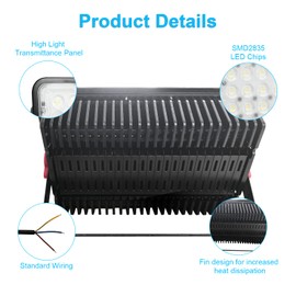 Indmird 400W Led Outdoor FloodLight, Exterior Flood Lights, Led Stadium Lights, Plug in Flood Light, for Yard, Garden,Playground,Lawn, Garages, Basketball Court, Stadium(Wiring Type, No Plug)