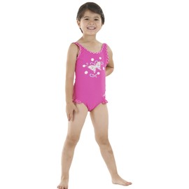 Zoggs Girl's Paradise Beach Scoop Back Swimming Costume - Fuchsia, 21 Inch Chest/2 Years