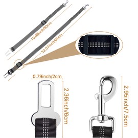 JVHLOV 33.07 inches, Pack of 2 Dog Seat Belts, Dog Safety Harness for Car, Reflective Elastic Nylon Bungee, Dog Seat Belt for All Dog Sizes (Black)