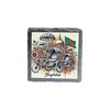 Bangladesh Rickshaw Slate Coaster with Colorful Artwork and Flag Design