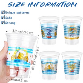 Kochorie 16 oz Plastic Oktoberfest Cups 120 Pcs Oktoberfest Party Supplies Clear Cups Plastic Drinking Cup German Beer Festival Cups Beverage Drinking Cups for Oktoberfest Party Favors Home Supplies