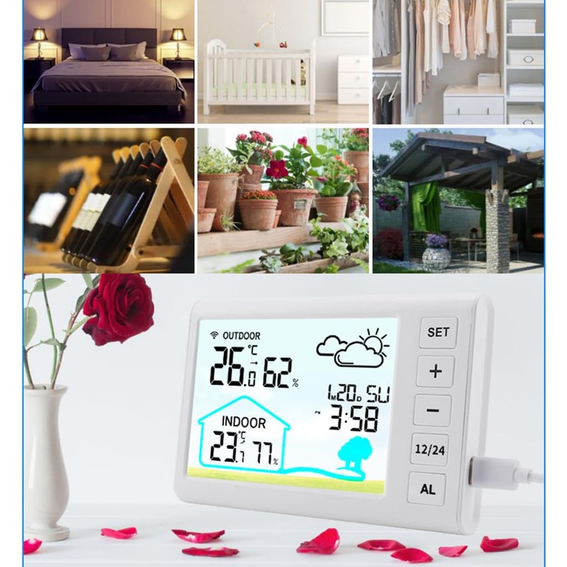 Wireless Weather Station with Indoor and Outdoor Thermometer Outdoor Thermometer
