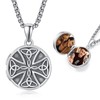 QCFL Celtic Cross Necklace Sterling Silver Locket Necklace for Men