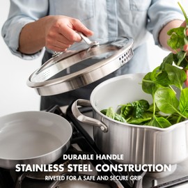 GreenPan Venice Pro 9.5" Glass Straining Lid with Stainless Steel Handle, Cookware Pots and Pans, Dishwasher Safe, PFAS-Free