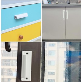 BOBOZHONG Aluminum Alloy Handle,2 Pieces Balcony Door Handle Finger Pull Handles Sliding Door Handles,with Screws,for Windows,Furniture Hardware Wardrobe Kitchen Doors(White)