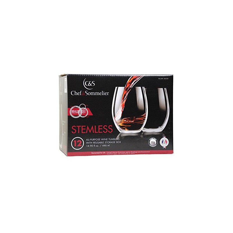 Chef & Sommelier 12 Stemless All-Purpose Wine Tumblers