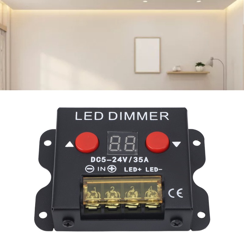 LED Light Strip Dimmer DC 5‑24V 35A PWM Dimming Controller
