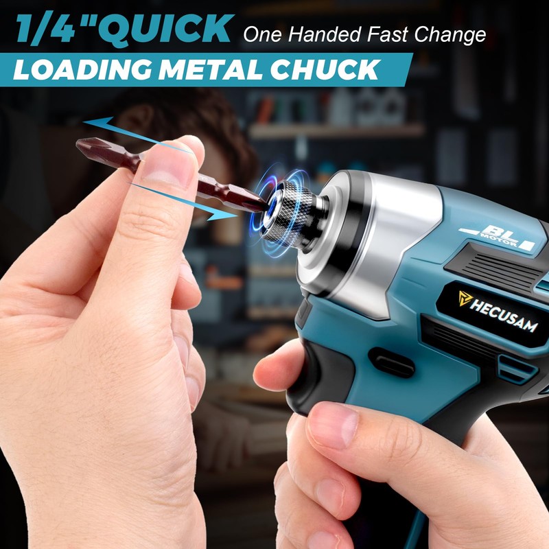 HECUSAM Impact Driver Kit,21V Max Torque 3095 In-lbs(350 N.m) Cordless