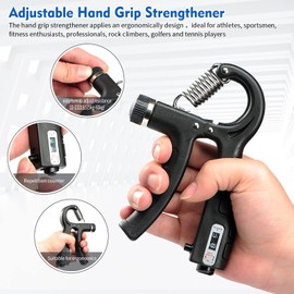 SOUFORCE Hand Grip Strengthener Kit (7 Pack), Adjustable Grip Strength Trainer, Forearm Workout Trainer, Finger & Hand Strength Exerciser for Muscle Building & Grip Strength Recovery