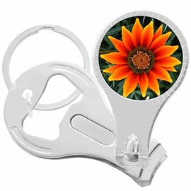 Orange Flower Nail Clippers Plus Bottle Opener Keychain