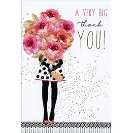 Pictura Girl with Roses Very Big Thank You Sara Miller Thank You Card