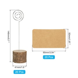 PATIKIL Wood Place Card Holder, 20 Pack Table Sign Holder with Place Cards Table Number Holders Name Card Stands for Photo Menu Display, Brown