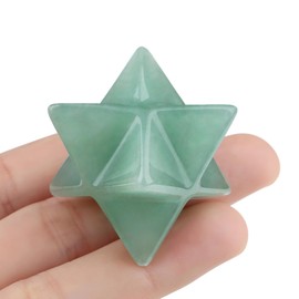 QINJIEJIE Green Aventurine Merkaba Crystal Natural Healing Stones Sacred Meditation Energy Generator 1" Home Decor Protection Cleansing Spiritual Gifts Reiki 3D Star Dodecahedron Crystal Grid
