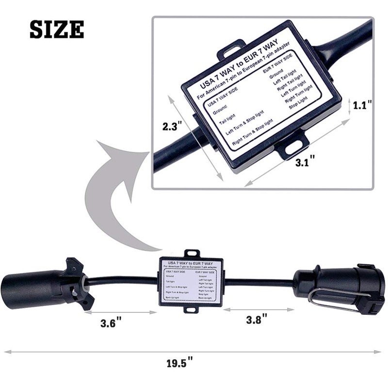 CARROFIX USA to EU Trailer Light Converter American Style 7-Way