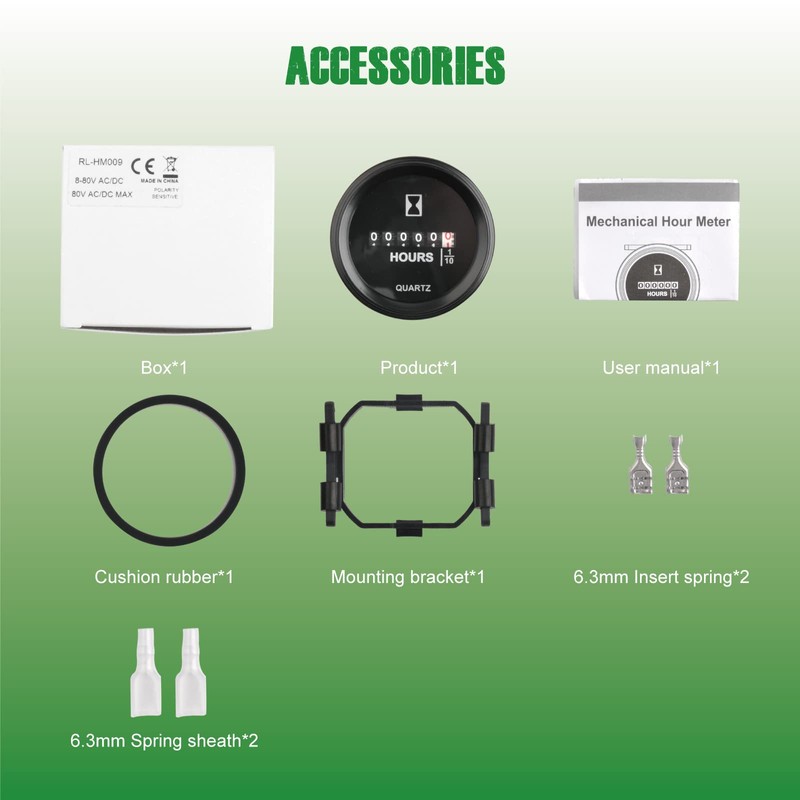 Yooreal Digital Round Hour Meter,DC 8-80V Mechanical Timer,Snap on Design,Waterproof