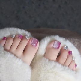 [NEURAD]ネイルチップ 足用 24枚入 フットネイル フットネイルチップ 足用ネイルチップ マグネット 夏 付け爪 猫目石 可愛い 人気 シンプル