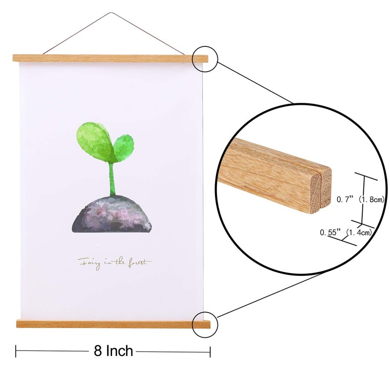 FALAMON 2 Pack Magnetic Poster Hanger Frame, Teak Wood Magnet