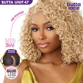 Sensationnel Butta lace wigs - unit 47 extra wide 5 inch deep parting synthetic preplucked hairline glueless lacefront (1 JETBLACK)
