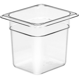 Cambro Camwear Food Pan, Plastic, 1/6 Size, 6'' Deep, Polycarbonate, Clear, NSF (6 Pieces/Unit), Pack of 6