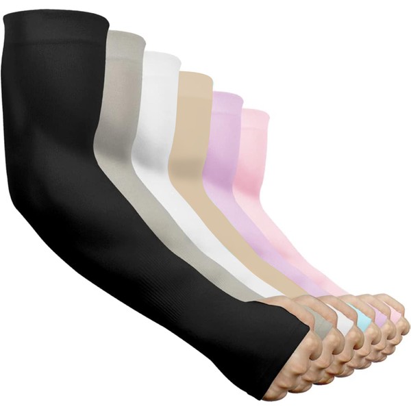 ZIBELL UV Protection Sunblock Arm Sleeves 6 Pairs with Thumb